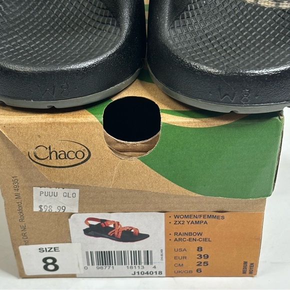 Chaco Gray & Black Sandals Adjustable Strap Toe Sling Size 8 Excellent Condition - Picture 16 of 16